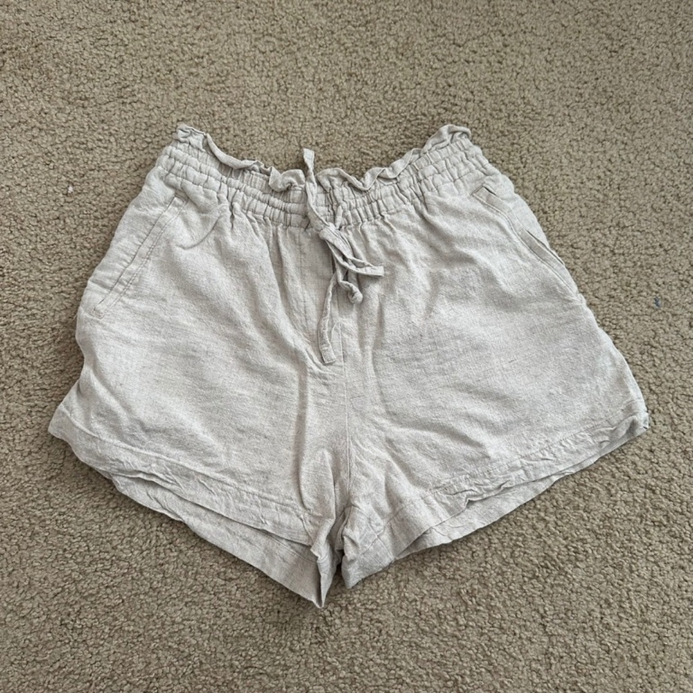 h&m pull on linen shorts